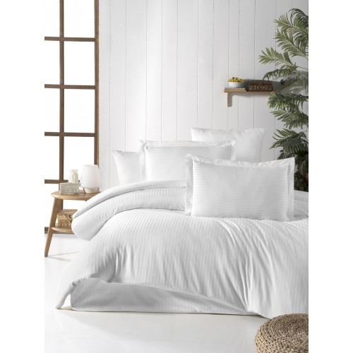 Puuvillasatiin voodipesukomplekt Stripe White 200x220 cm